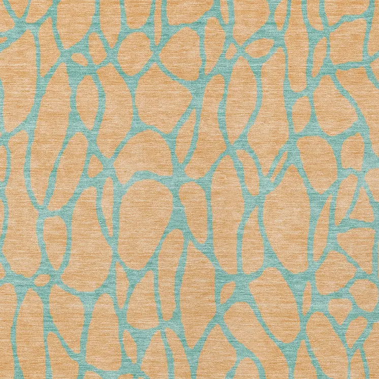 3' X 5' Peach And Mint Green Geometric Washable Indoor Outdoor Area Rug