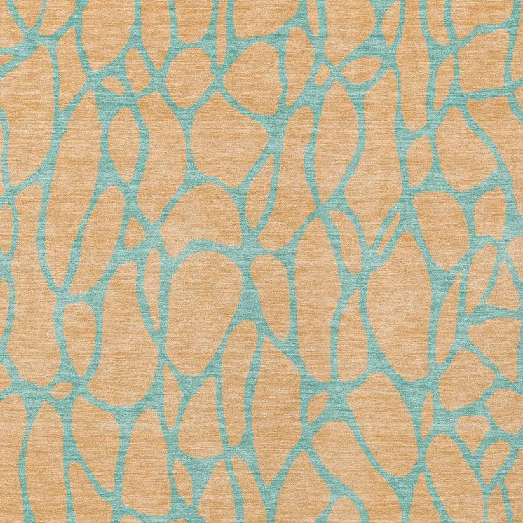 5' X 8' Peach And Mint Green Geometric Washable Indoor Outdoor Area Rug