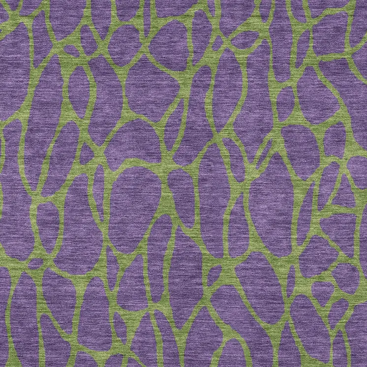 3' X 5' Purple And Green Geometric Washable Indoor Outdoor Area Rug