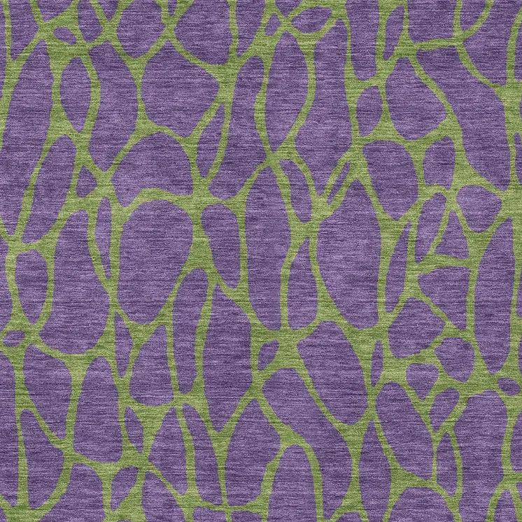 9' X 12' Purple And Green Geometric Washable Indoor Outdoor Area Rug