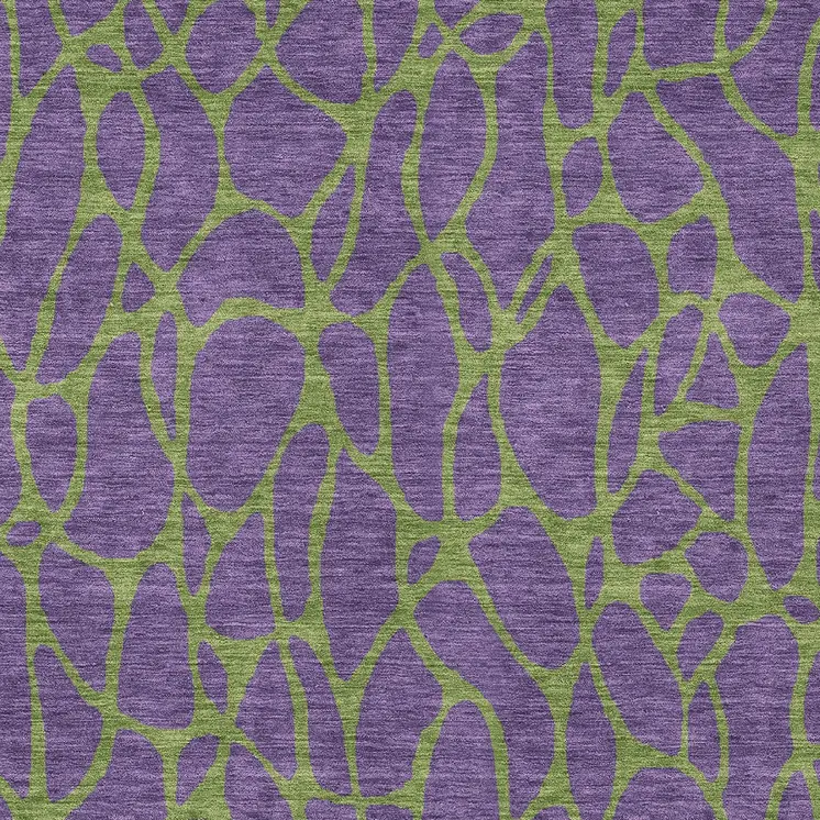 10' X 14' Purple And Green Geometric Washable Indoor Outdoor Area Rug
