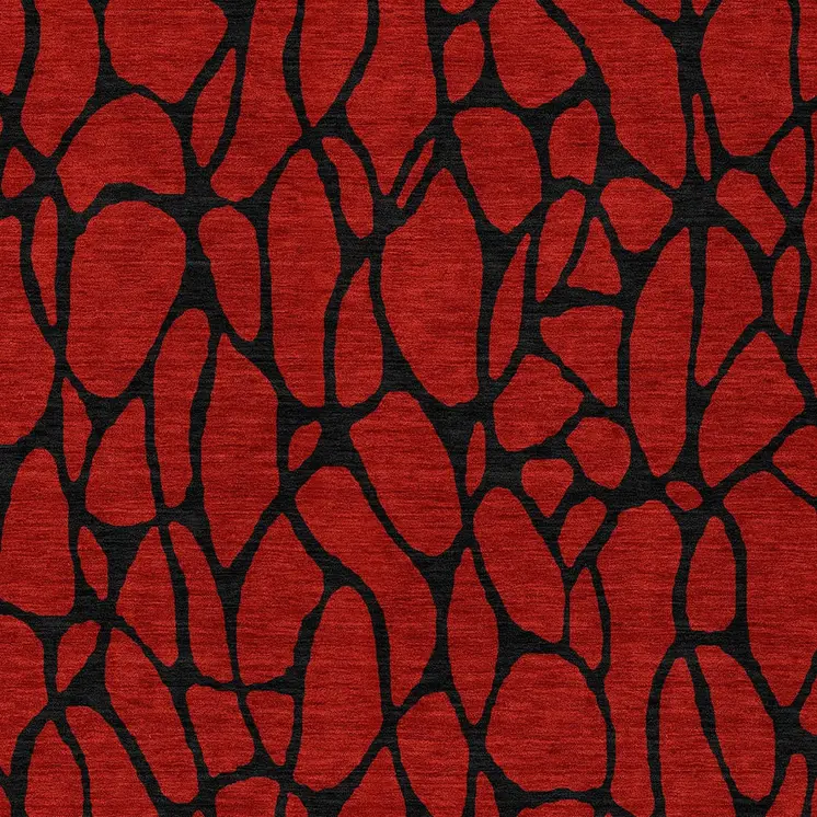3' X 5' Red And Black Geometric Washable Indoor Outdoor Area Rug