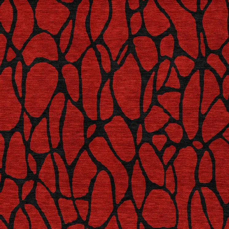 5' X 8' Red And Black Geometric Washable Indoor Outdoor Area Rug