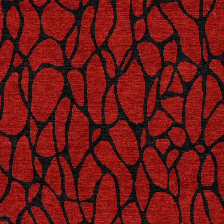9' X 12' Red And Black Geometric Washable Indoor Outdoor Area Rug