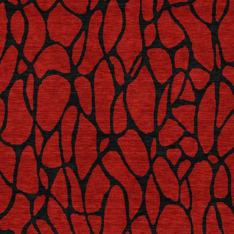 10' X 14' Red And Black Geometric Washable Indoor Outdoor Area Rug