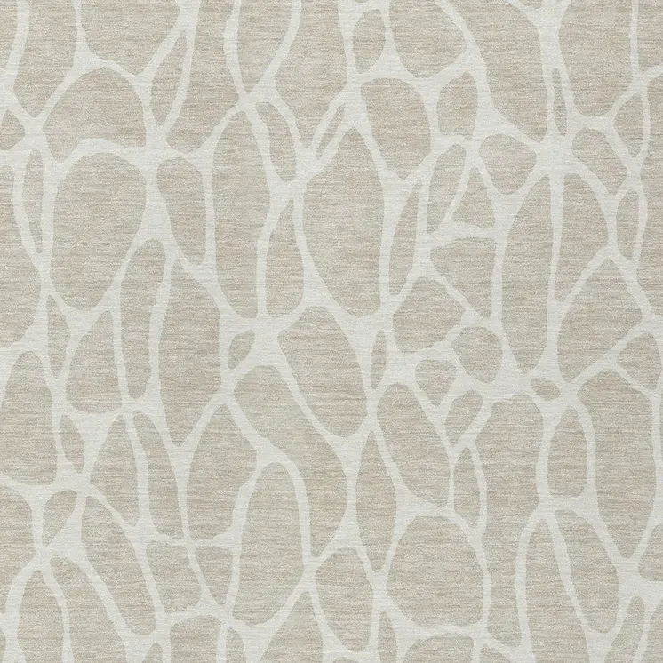 5' X 8' Beige And Ivory Geometric Washable Indoor Outdoor Area Rug