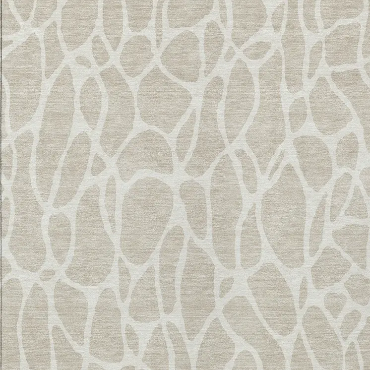 8' X 10' Beige And Ivory Geometric Washable Indoor Outdoor Area Rug