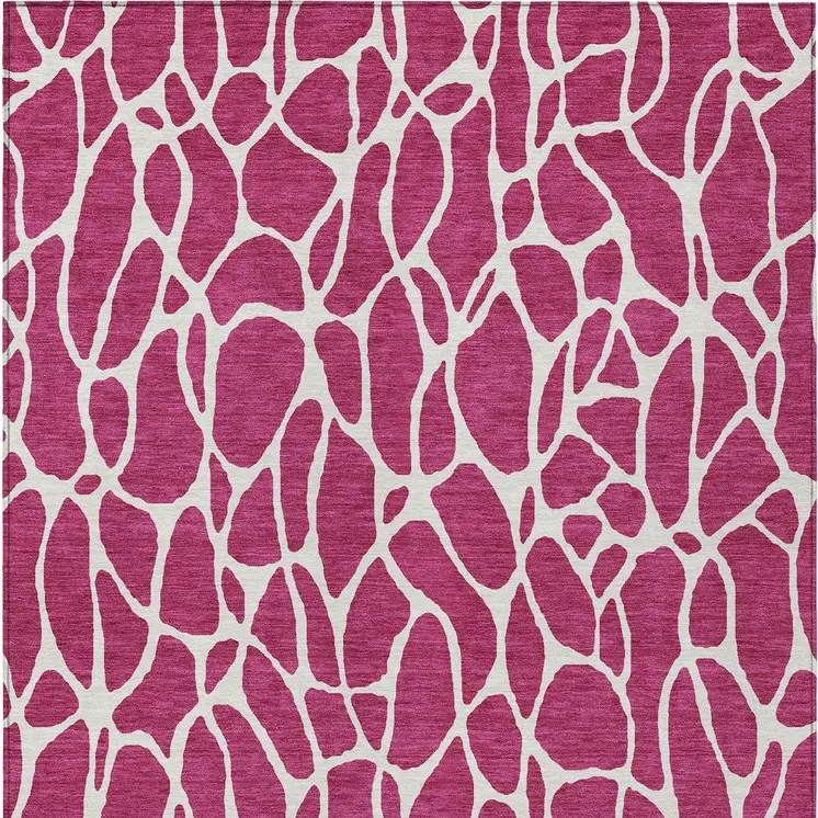 5' X 8' Blush And Ivory Geometric Washable Indoor Outdoor Area Rug