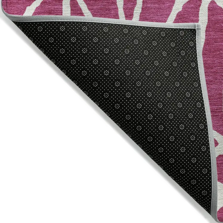 5' X 8' Blush And Ivory Geometric Washable Indoor Outdoor Area Rug