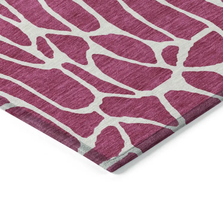 5' X 8' Blush And Ivory Geometric Washable Indoor Outdoor Area Rug