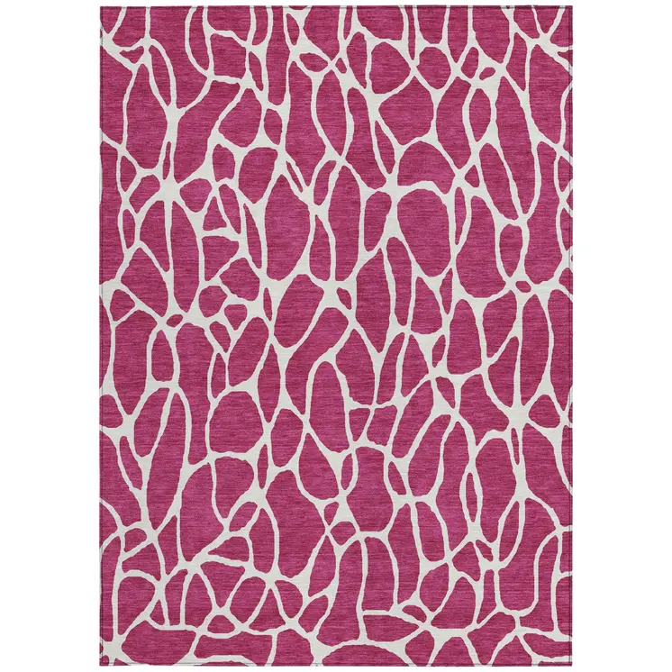9' X 12' Blush And Ivory Geometric Washable Indoor Outdoor Area Rug