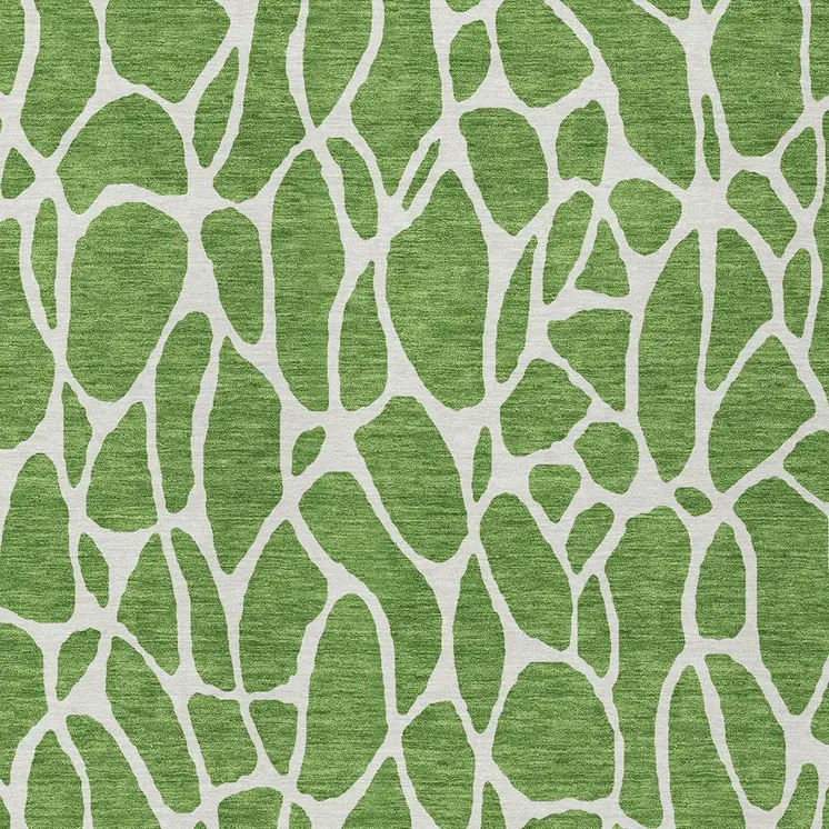 9' X 12' Green And Ivory Geometric Washable Indoor Outdoor Area Rug