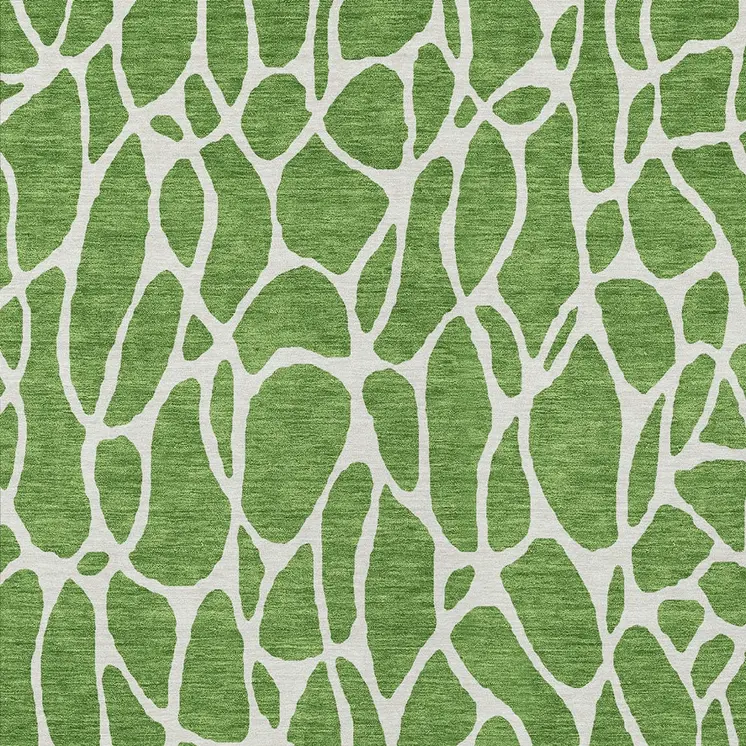 10' X 14' Green And Ivory Geometric Washable Indoor Outdoor Area Rug