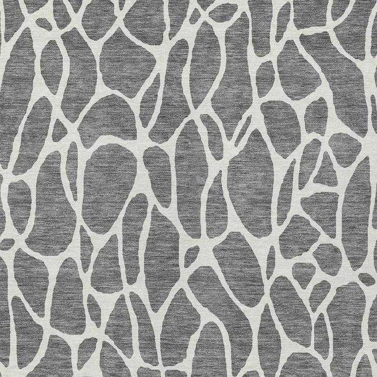 5' X 8' Gray And Ivory Geometric Washable Indoor Outdoor Area Rug