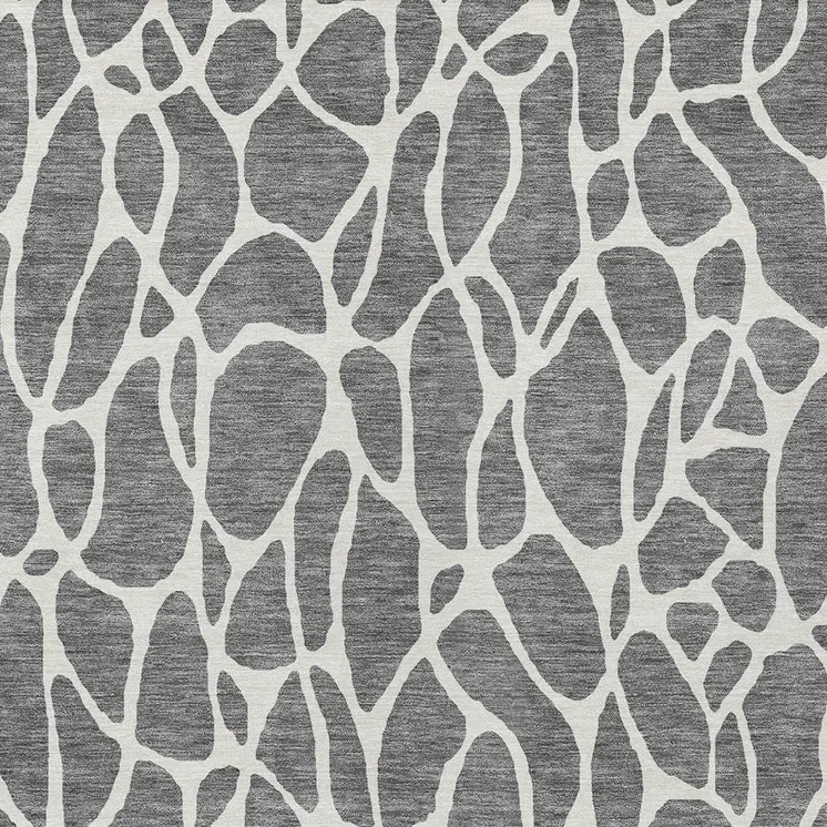 8' X 10' Gray And Ivory Geometric Washable Indoor Outdoor Area Rug