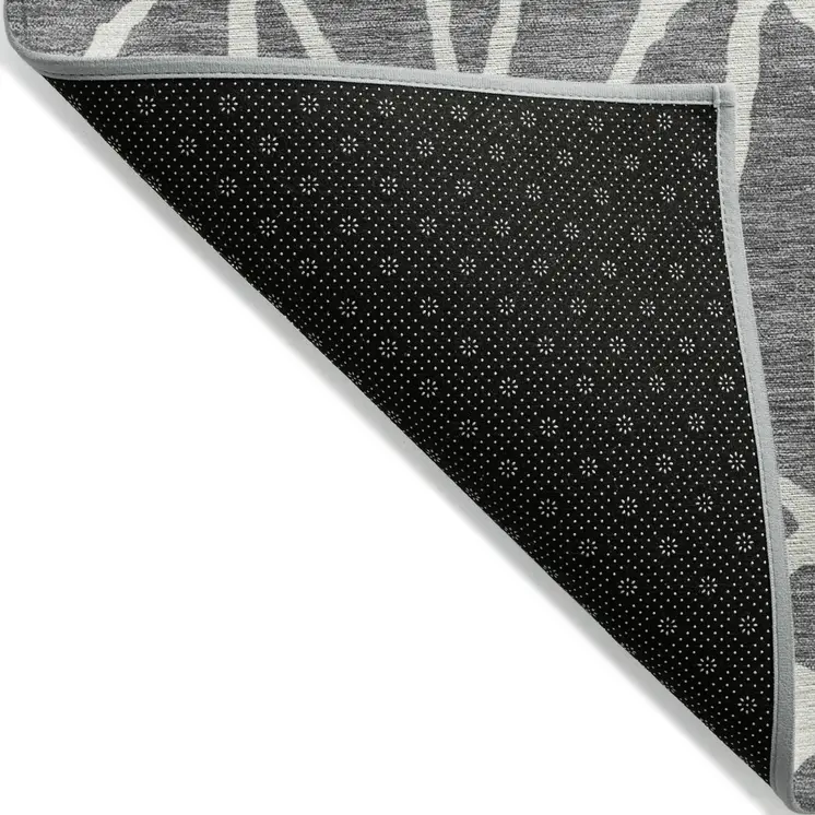 9' X 12' Gray And Ivory Geometric Washable Indoor Outdoor Area Rug