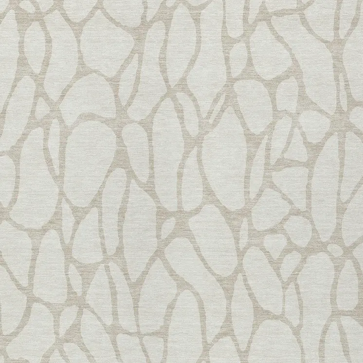 3' X 5' Ivory And Beige Geometric Washable Indoor Outdoor Area Rug