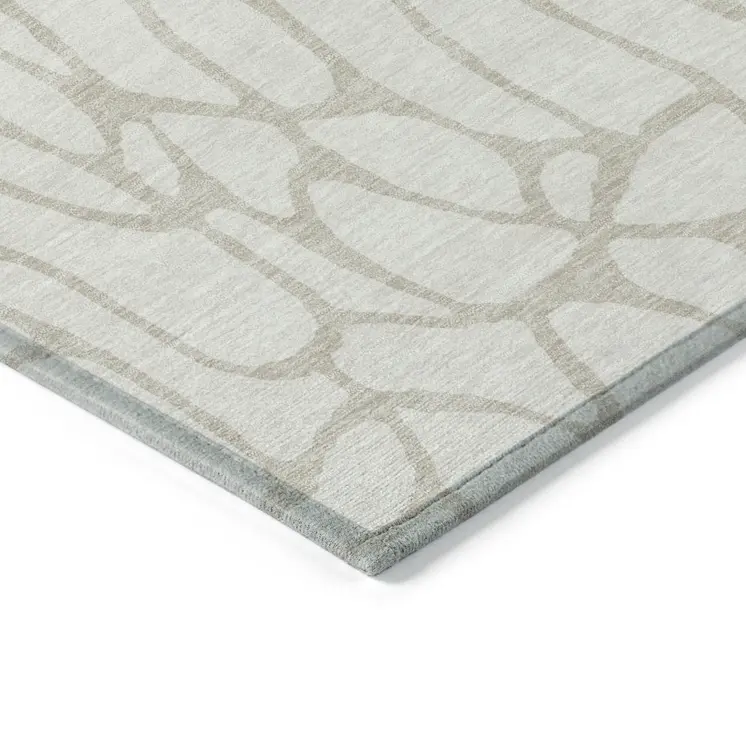 5' X 8' Ivory And Beige Geometric Washable Indoor Outdoor Area Rug