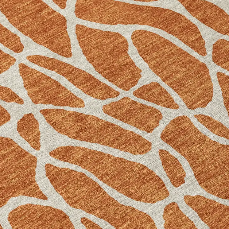 8' Brown And Beige Round Geometric Washable Indoor Outdoor Area Rug