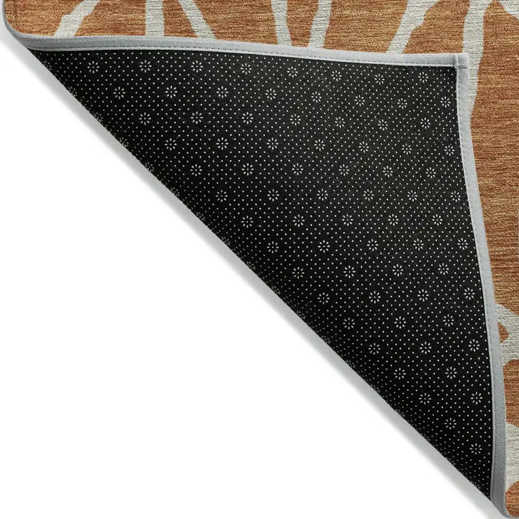 8' X 10' Brown And Beige Geometric Washable Indoor Outdoor Area Rug