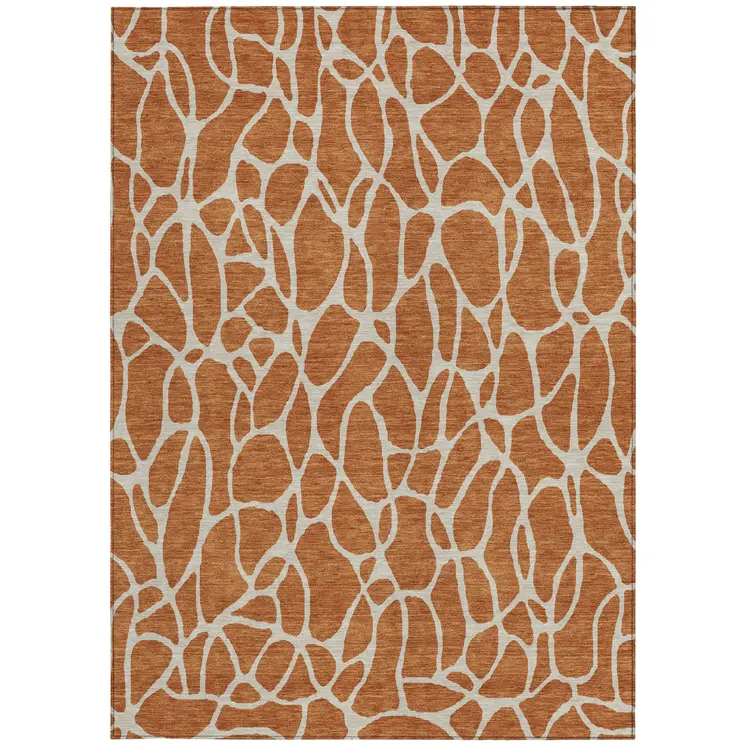 10' X 14' Brown And Beige Geometric Washable Indoor Outdoor Area Rug