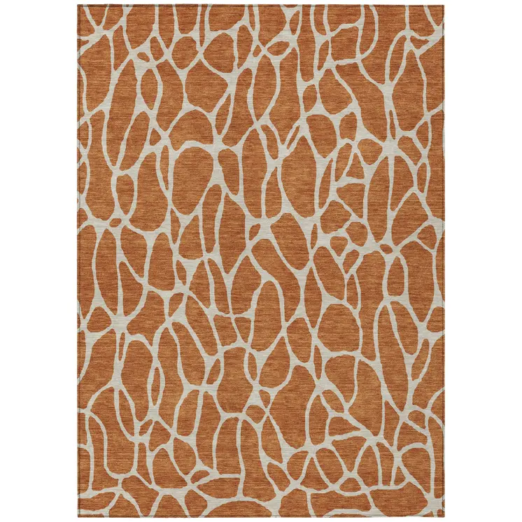 10' X 14' Brown And Beige Geometric Washable Indoor Outdoor Area Rug