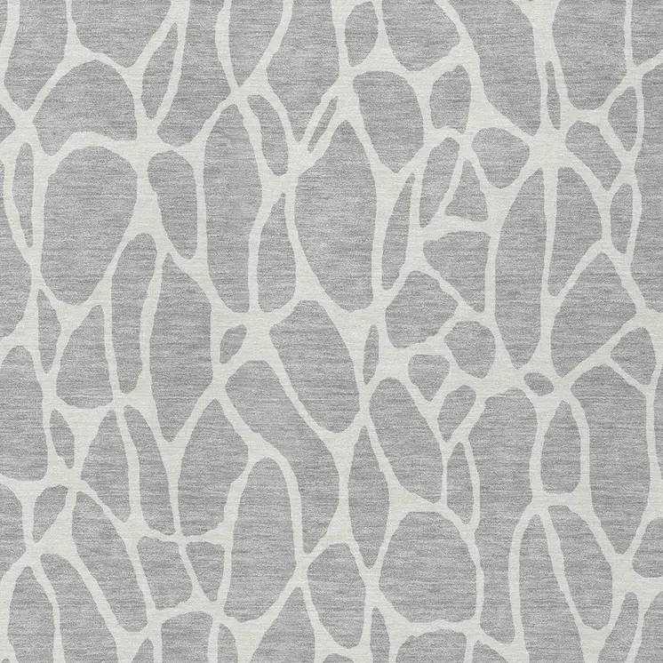 9' X 12' Silver And Ivory Geometric Washable Indoor Outdoor Area Rug