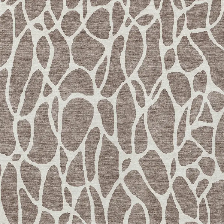5' X 8' Taupe And Ivory Geometric Washable Indoor Outdoor Area Rug