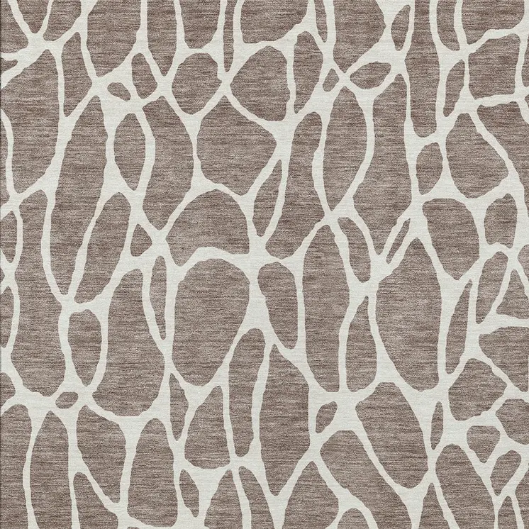 9' X 12' Taupe And Ivory Geometric Washable Indoor Outdoor Area Rug