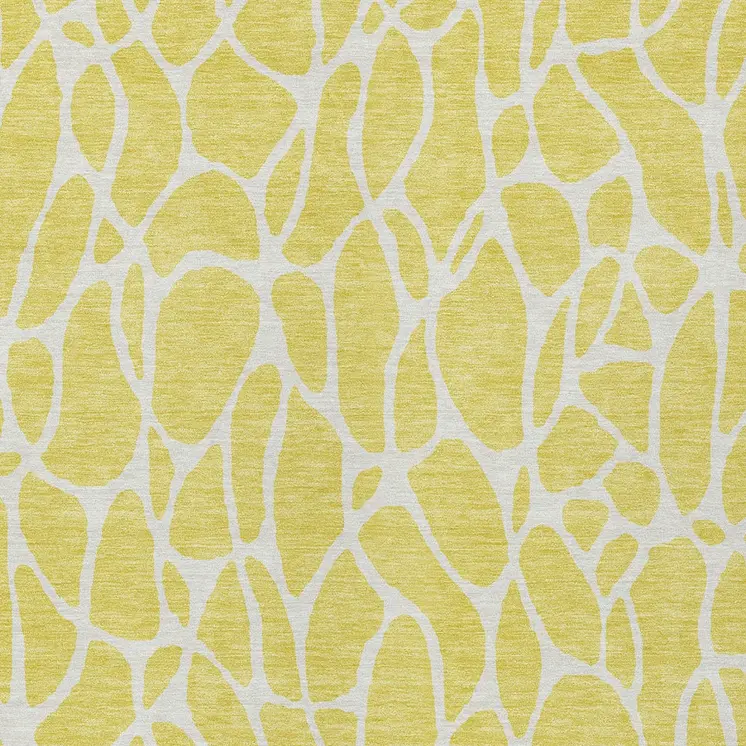 3' X 5' Yellow And Ivory Geometric Washable Indoor Outdoor Area Rug