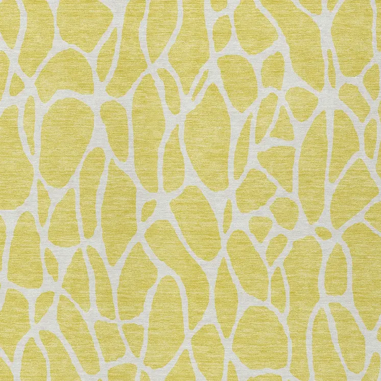 5' X 8' Yellow And Ivory Geometric Washable Indoor Outdoor Area Rug