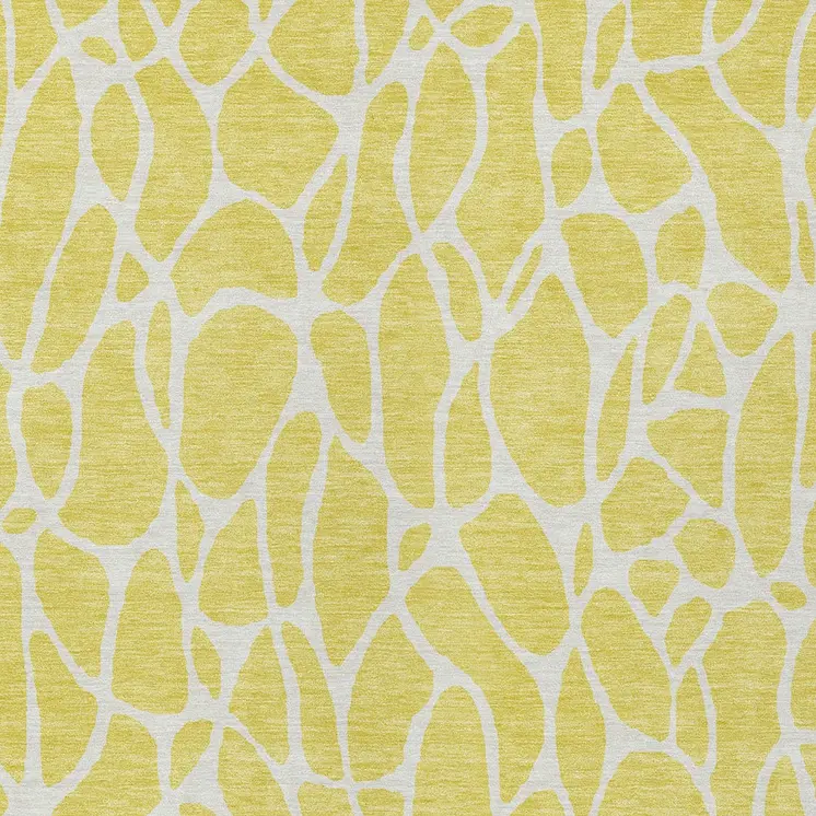 8' X 10' Yellow And Ivory Geometric Washable Indoor Outdoor Area Rug