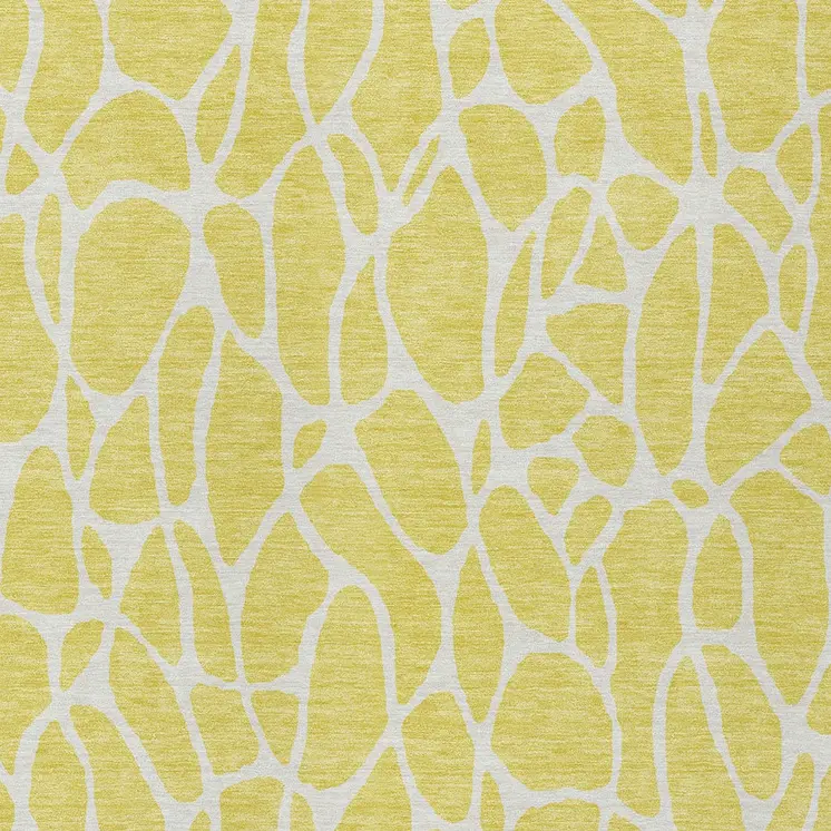 10' X 14' Yellow And Ivory Geometric Washable Indoor Outdoor Area Rug