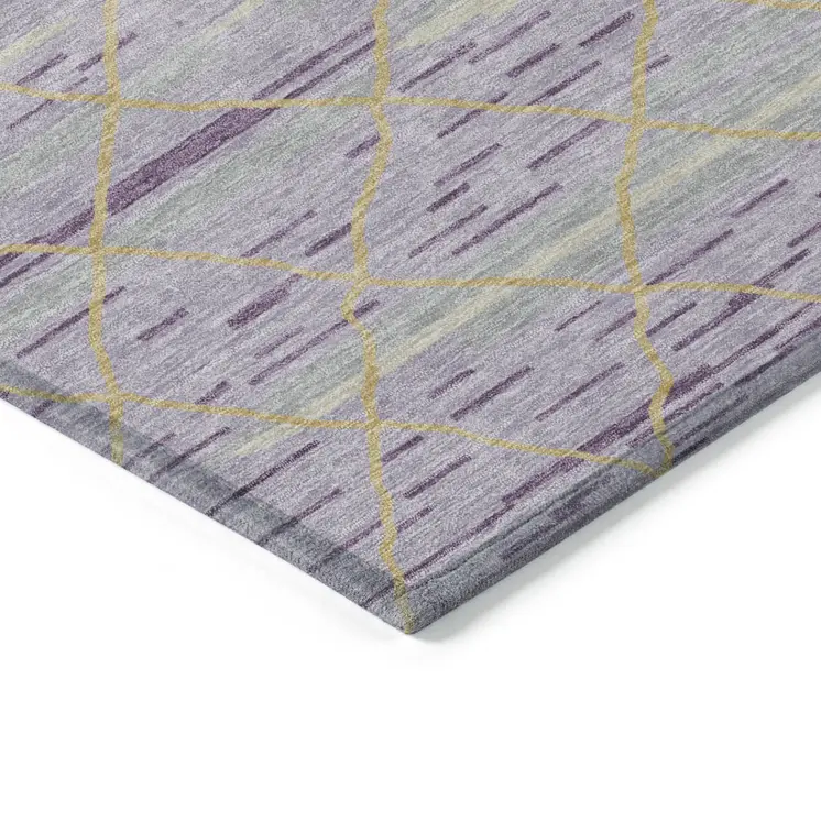 3' X 5' Purple Brown And Beige Striped Washable Indoor Outdoor Area Rug