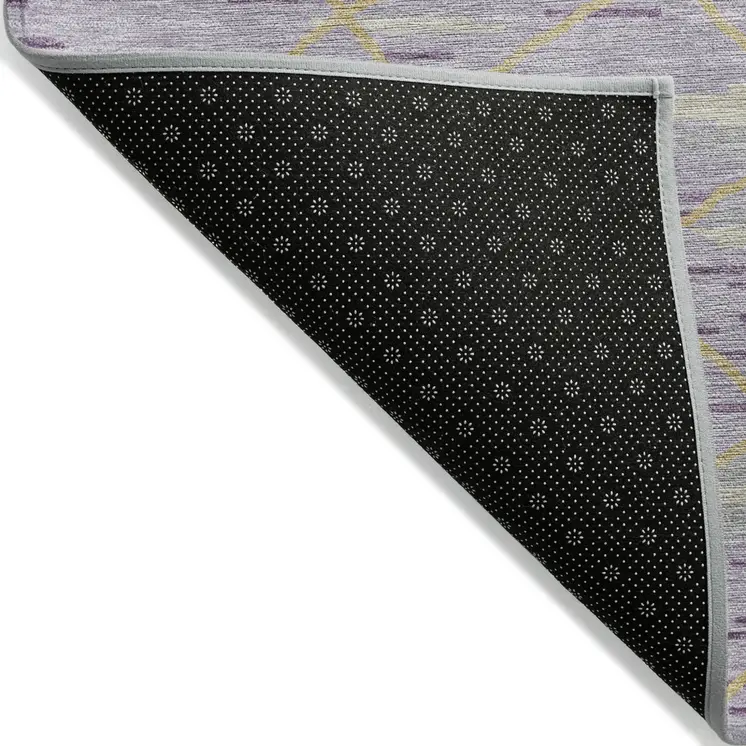 9' X 12' Purple Brown And Beige Striped Washable Indoor Outdoor Area Rug