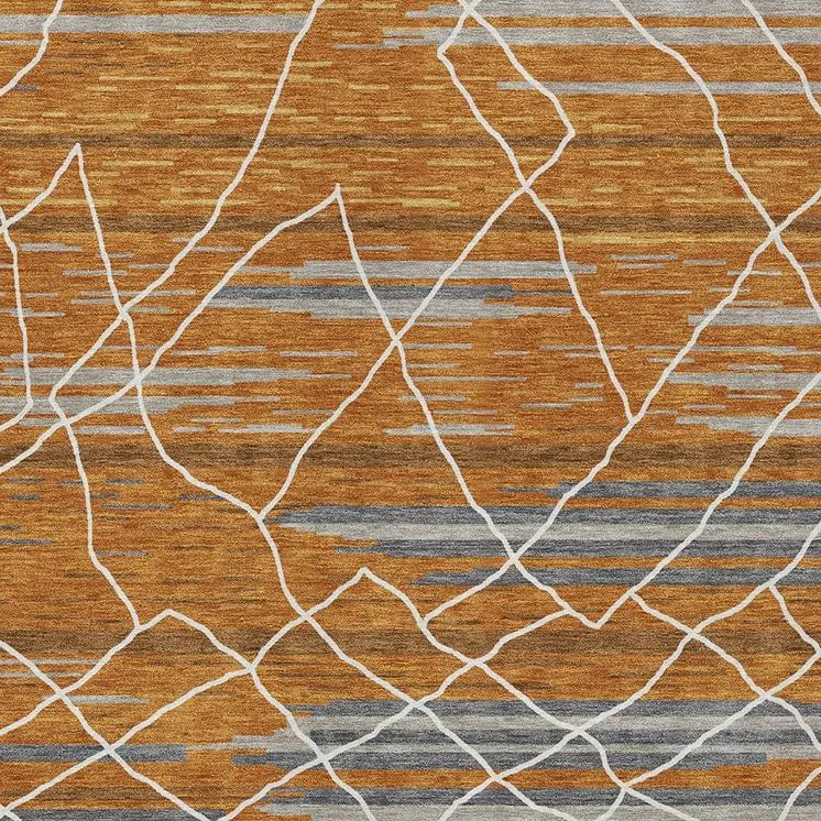 3' X 5' Terra Cotta Beige And Ivory Striped Washable Indoor Outdoor Area Rug
