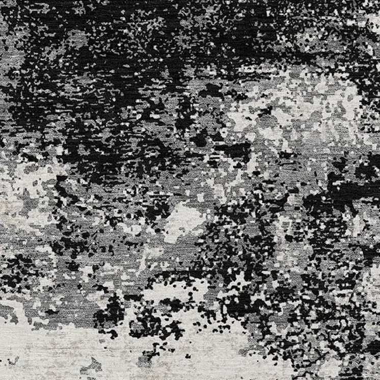8' X 10' Black Gray And Ivory Abstract Washable Indoor Outdoor Area Rug