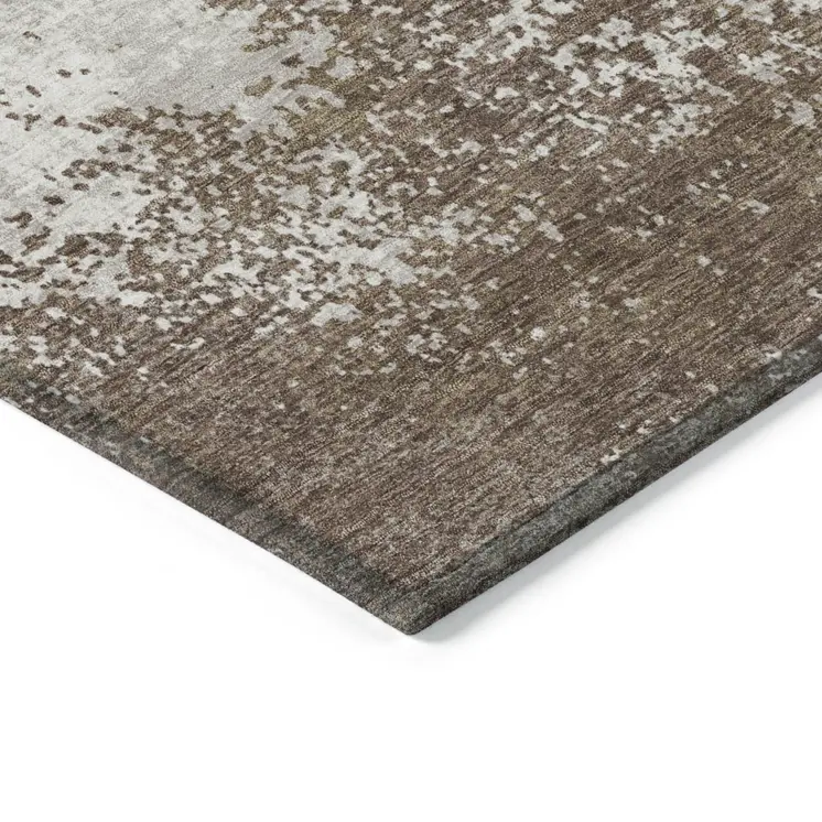 5' X 8' Brown And Beige Abstract Washable Indoor Outdoor Area Rug