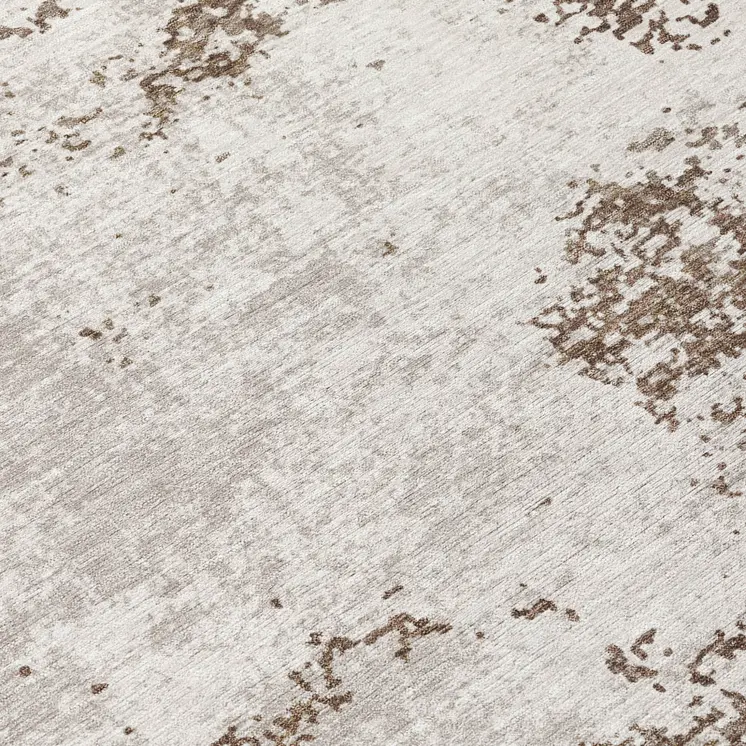 8' Brown And Beige Round Abstract Washable Indoor Outdoor Area Rug