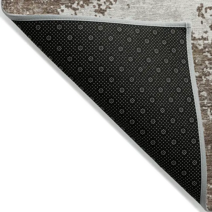 8' X 10' Brown And Beige Abstract Washable Indoor Outdoor Area Rug