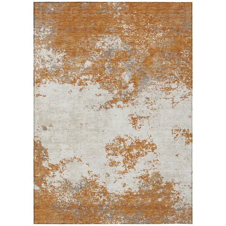 8' X 10' Copper Gray And Beige Abstract Washable Indoor Outdoor Area Rug