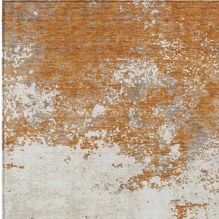 8' X 10' Copper Gray And Beige Abstract Washable Indoor Outdoor Area Rug