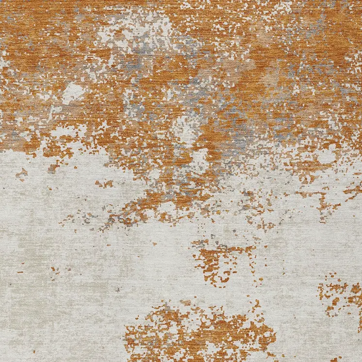 9' X 12' Copper Gray And Beige Abstract Washable Indoor Outdoor Area Rug