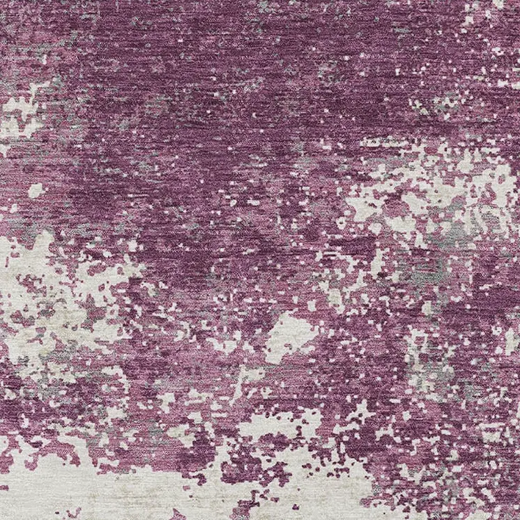 3' X 5' Eggplant Gray And Ivory Abstract Washable Indoor Outdoor Area Rug