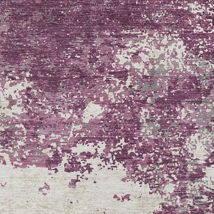 5' X 8' Eggplant Gray And Ivory Abstract Washable Indoor Outdoor Area Rug