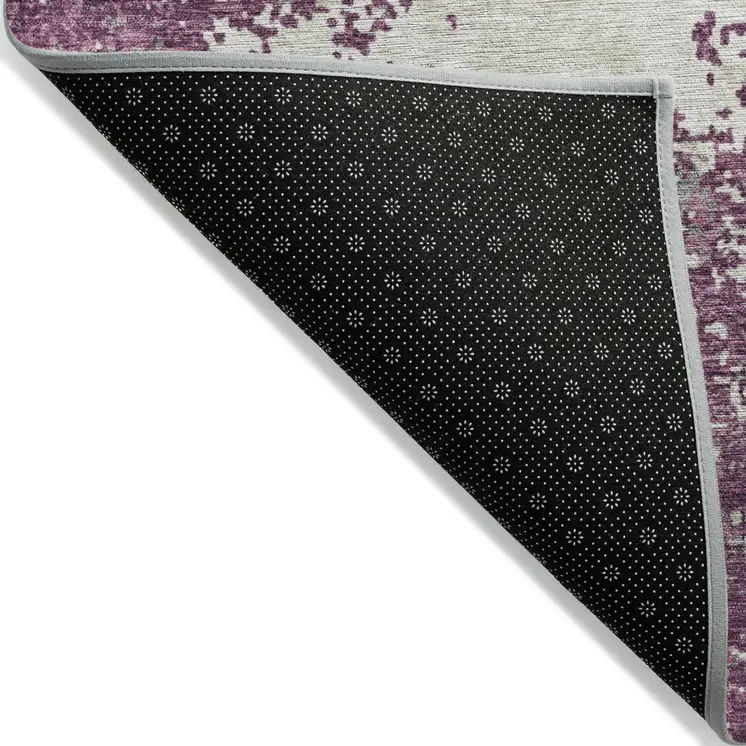 10' X 14' Eggplant Gray And Ivory Abstract Washable Indoor Outdoor Area Rug