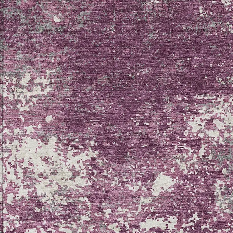 10' X 14' Eggplant Gray And Ivory Abstract Washable Indoor Outdoor Area Rug