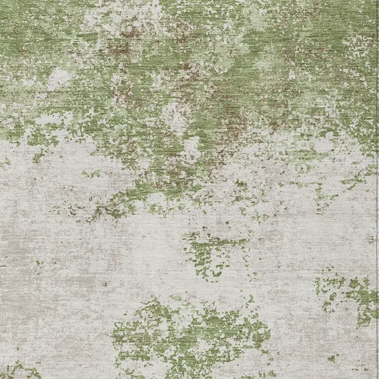 5' X 8' Green And Gray Abstract Washable Indoor Outdoor Area Rug