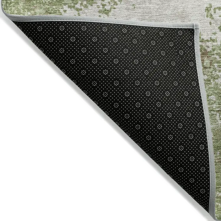 8' X 10' Green And Gray Abstract Washable Indoor Outdoor Area Rug