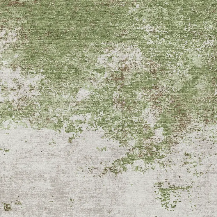 10' X 14' Green And Gray Abstract Washable Indoor Outdoor Area Rug